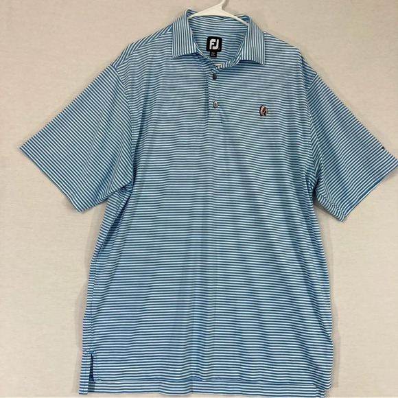 FootJoy Blue White Striped Soft Stretch Golf Polo Shirt Large - Picture 1 of 10